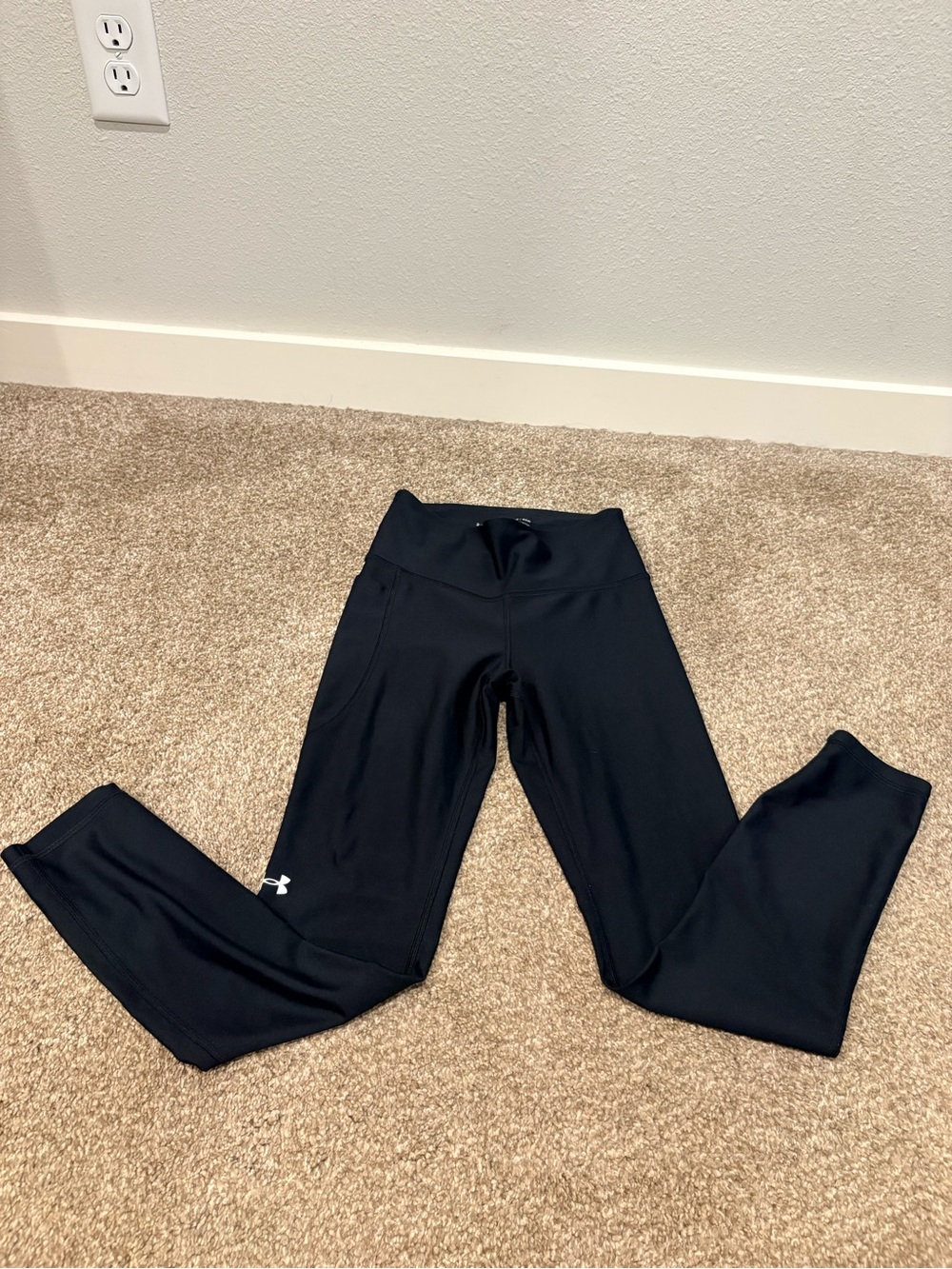 Under Armour Black Performance Leggings with White Logo